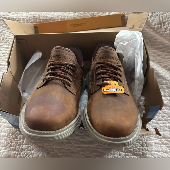 Skechers Mens Hands Free Slip-in Garza-Gervin Shoes Size 11.5 WIDE Brown NEW Box main image 11
